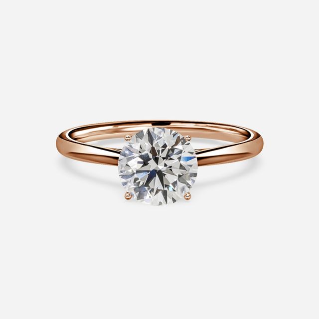 Jessie Solitaire Rose Gold Plain Band Bridal Set Engagement Ring