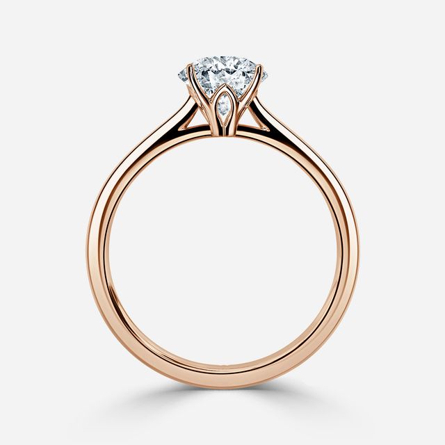 Jessie Solitaire Rose Gold Plain Band Bridal Set Engagement Ring
