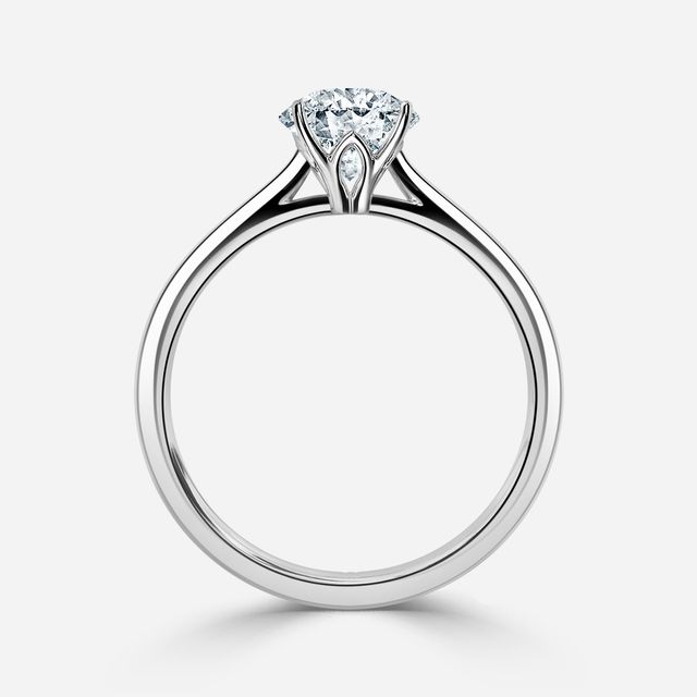 Jessie Solitaire White Gold Plain Band Bridal Set Engagement Ring