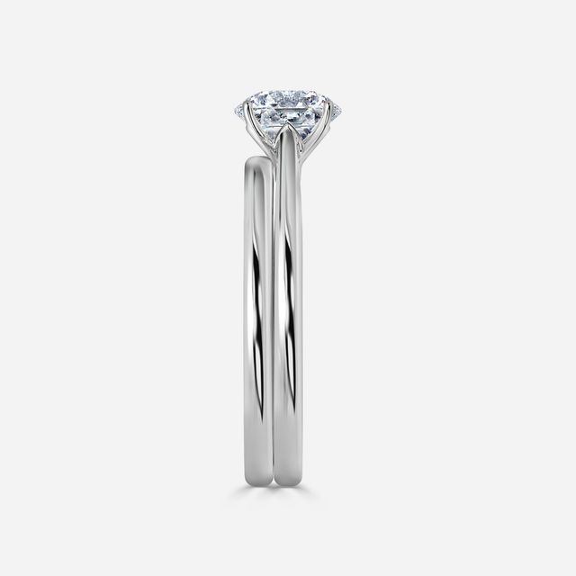 Jessie Solitaire White Gold Plain Band Bridal Set Engagement Ring