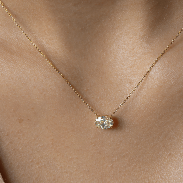 1.23ct East-West Oval Lab Diamond Pendant in Yellow Gold