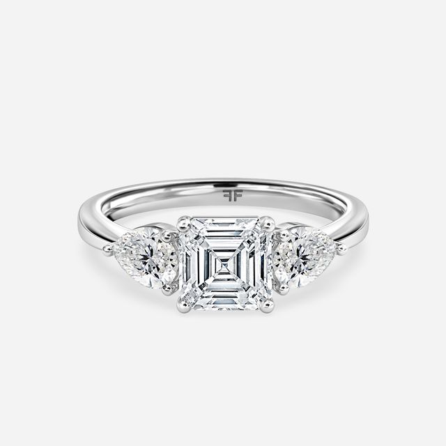 Vivian Solitaire Platinum Plain Band Bridal Set Engagement Ring