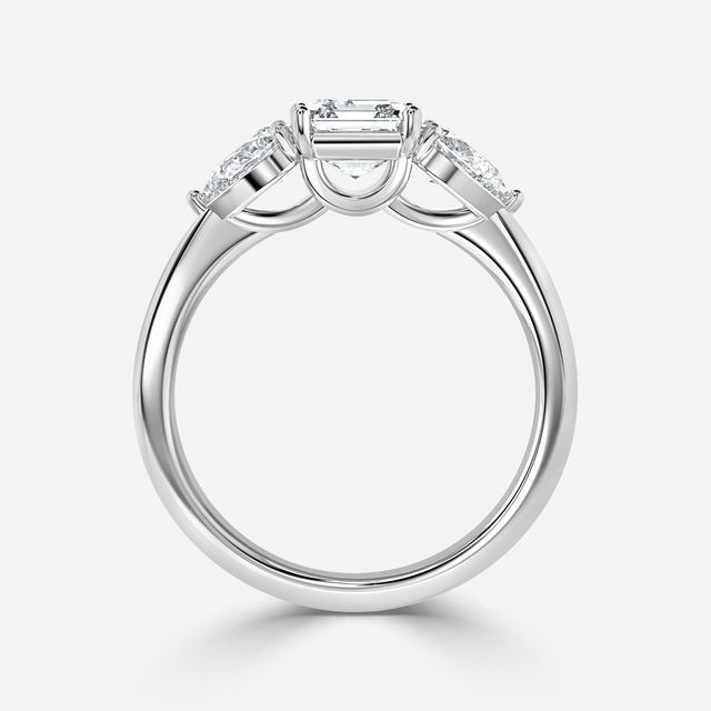 Vivian Solitaire Platinum Plain Band Bridal Set Engagement Ring