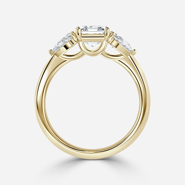 Vivian Solitaire Yellow Gold Plain Band Bridal Set Engagement Ring