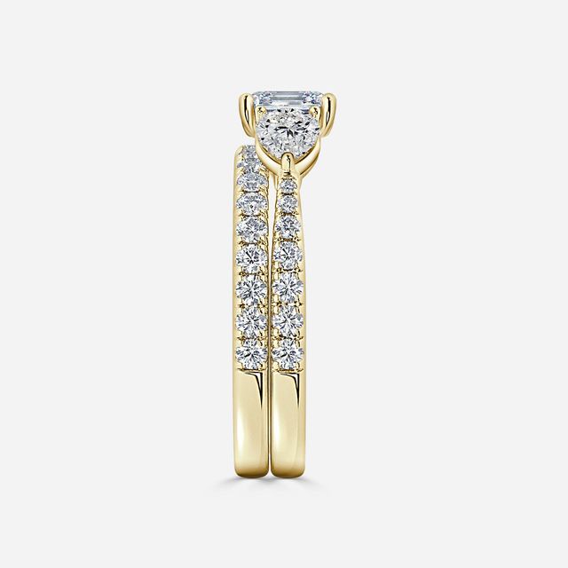 Vivian Yellow Gold Pavé Band Bridal Set Engagement Ring