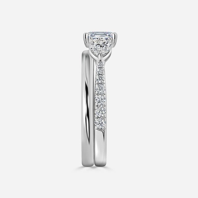 Vivian White Gold Plain Band Bridal Set Engagement Ring