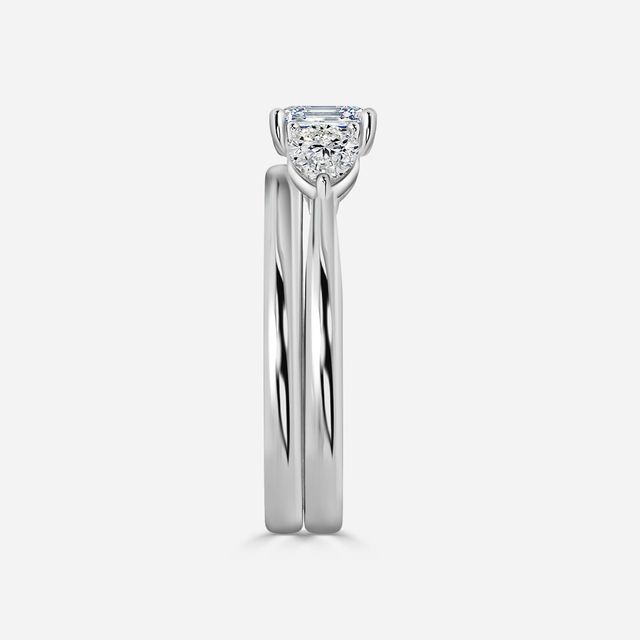 Vivian Solitaire Platinum Plain Band Bridal Set Engagement Ring