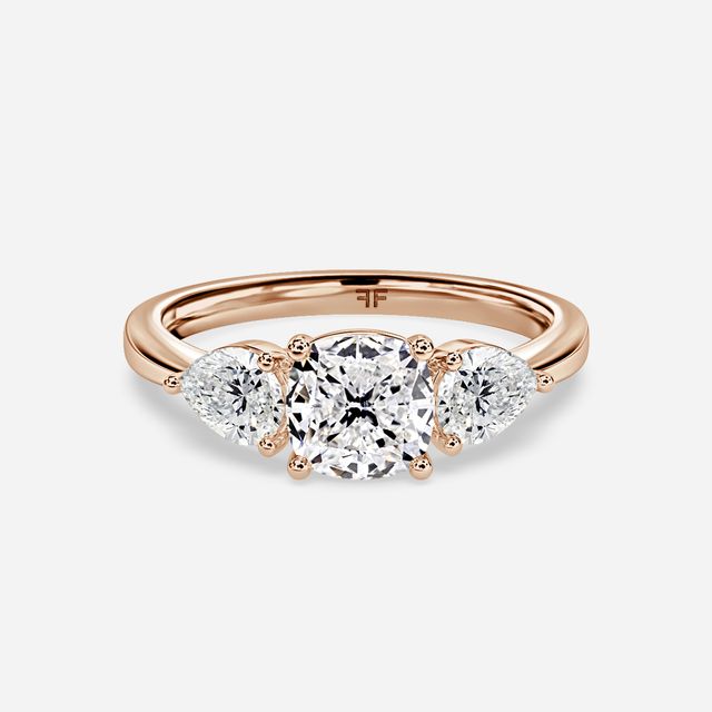 Vivian Solitaire Rose Gold Plain Band Bridal Set Engagement Ring