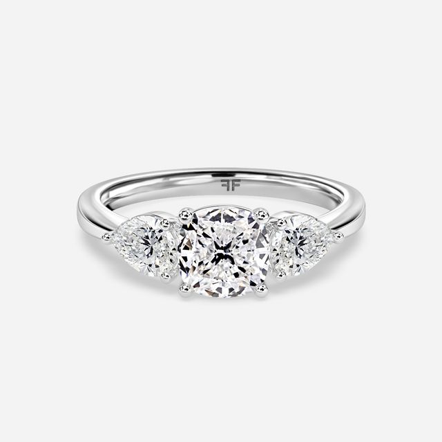 Vivian Solitaire Platinum Plain Band Bridal Set Engagement Ring
