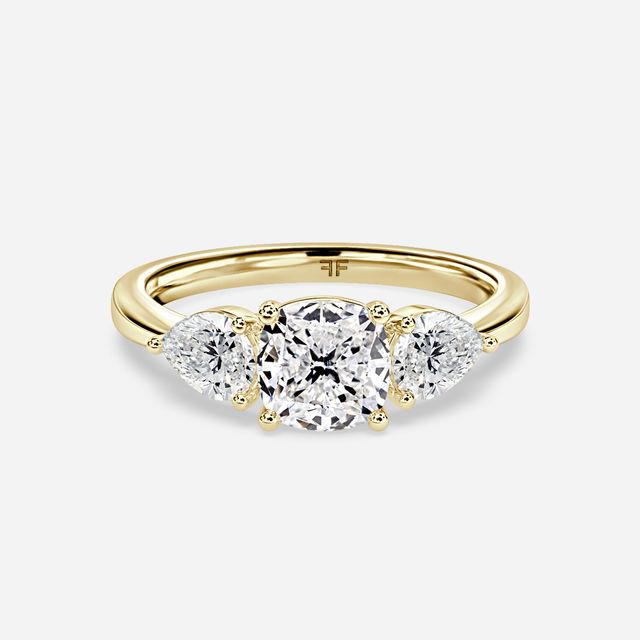 Vivian Solitaire Yellow Gold Pavé Band Bridal Set Engagement Ring