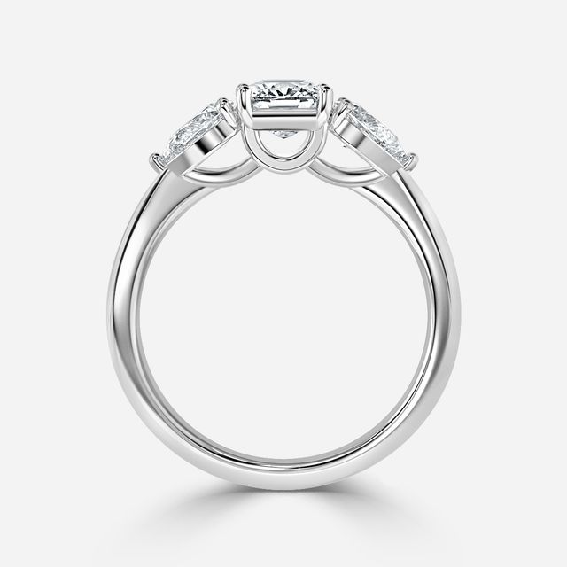 Vivian Solitaire Platinum Plain Band Bridal Set Engagement Ring