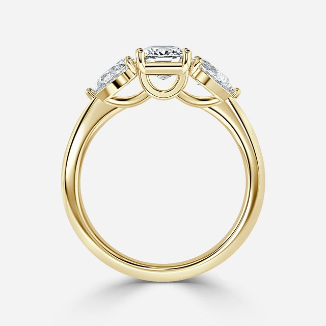 Vivian Solitaire Yellow Gold Pavé Band Bridal Set Engagement Ring