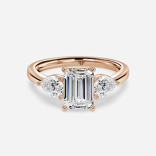 Vivian Solitaire Rose Gold Plain Band Bridal Set Engagement Ring
