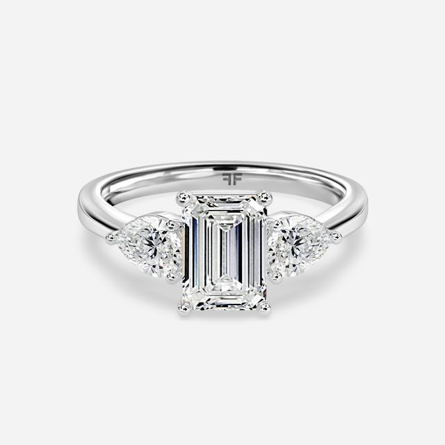 Vivian Solitaire Platinum Plain Band Bridal Set Engagement Ring