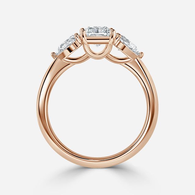Vivian Solitaire Rose Gold Plain Band Bridal Set Engagement Ring