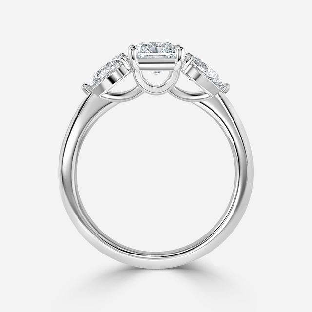Vivian Solitaire Platinum Plain Band Bridal Set Engagement Ring