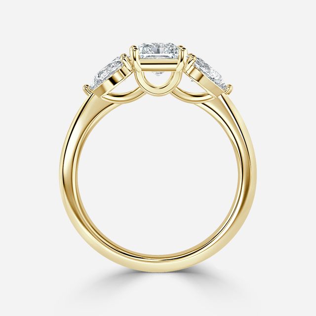 Vivian Solitaire Yellow Gold Pavé Band Bridal Set Engagement Ring