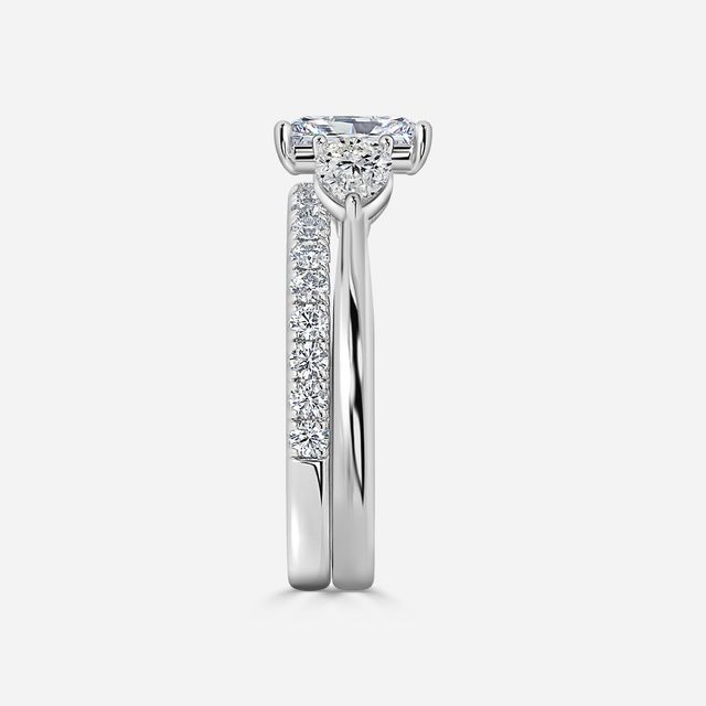 Vivian Solitaire White Gold Pavé Band Bridal Set Engagement Ring