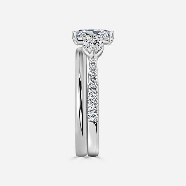 Vivian White Gold Plain Band Bridal Set Engagement Ring