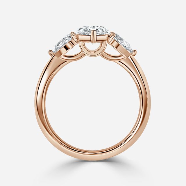 Vivian Solitaire Rose Gold Plain Band Bridal Set Engagement Ring
