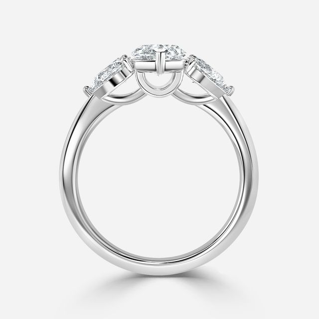 Vivian Solitaire White Gold Plain Band Bridal Set Engagement Ring
