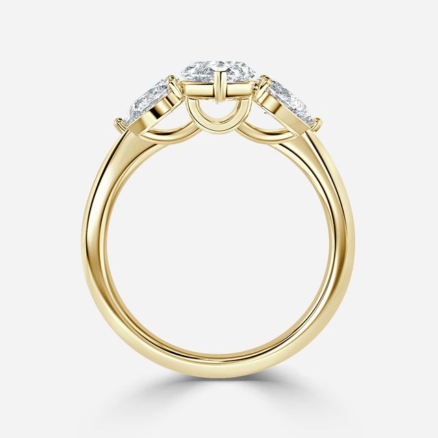 Vivian Solitaire Yellow Gold Plain Band Bridal Set Engagement Ring