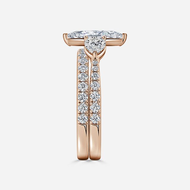 Vivian Rose Gold Pavé Band Bridal Set Engagement Ring