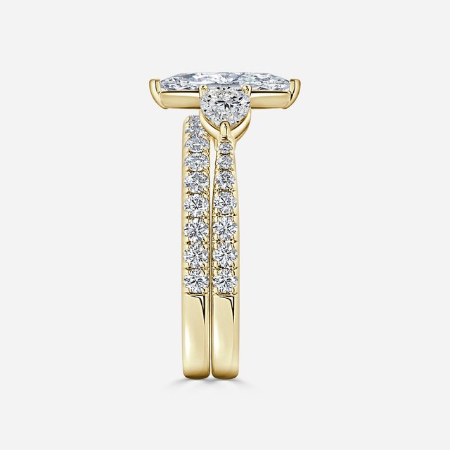 Vivian Yellow Gold Pavé Band Bridal Set Engagement Ring