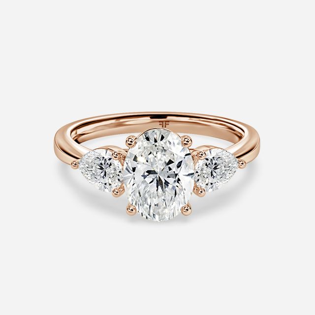 Vivian Solitaire Rose Gold Pavé Band Bridal Set Engagement Ring