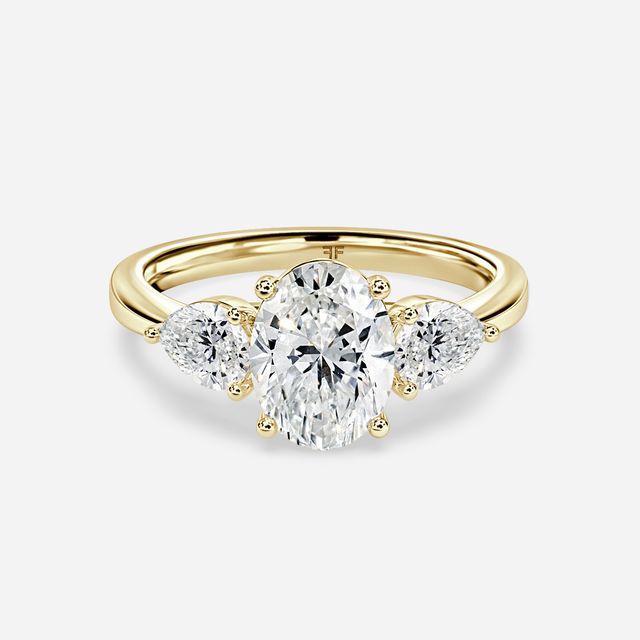 Vivian Solitaire Yellow Gold Pavé Band Bridal Set Engagement Ring
