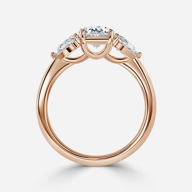 Vivian Solitaire Rose Gold Pavé Band Bridal Set Engagement Ring
