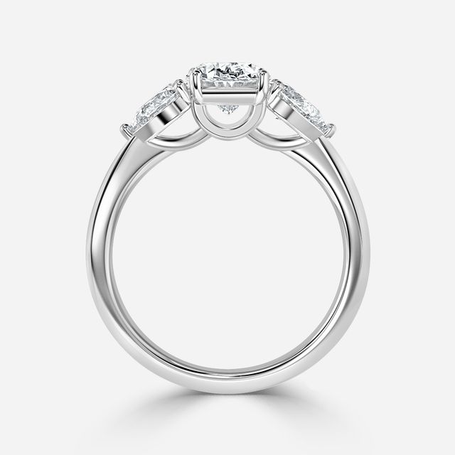 Vivian Solitaire Platinum Plain Band Bridal Set Engagement Ring