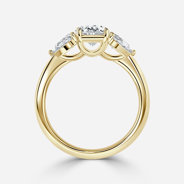 Vivian Solitaire Yellow Gold Pavé Band Bridal Set Engagement Ring