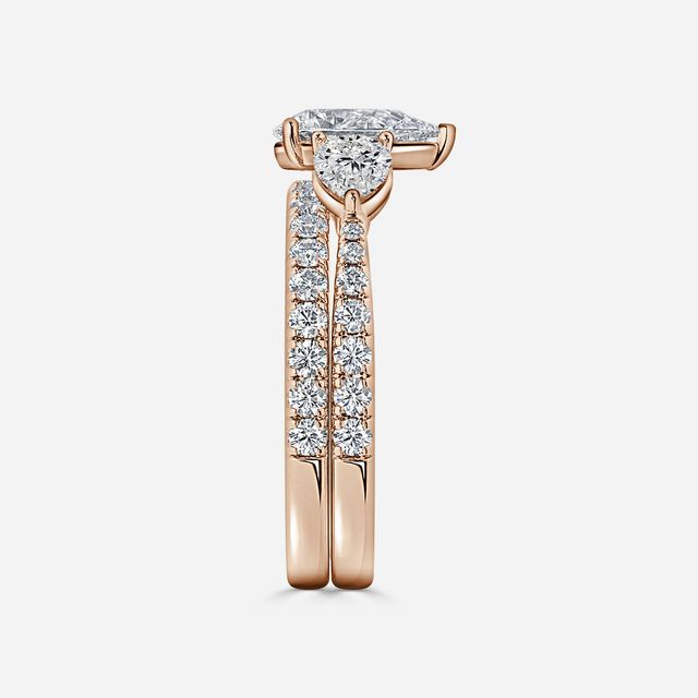 Vivian Rose Gold Pavé Band Bridal Set Engagement Ring