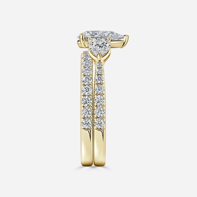 Vivian Yellow Gold Pavé Band Bridal Set Engagement Ring