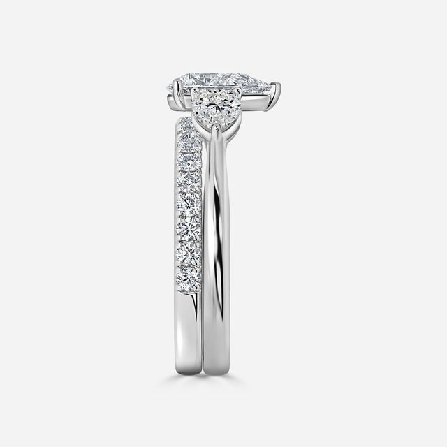 Vivian Solitaire Platinum Pavé Band Bridal Set Engagement Ring