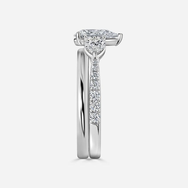 Vivian Platinum Plain Band Bridal Set Engagement Ring