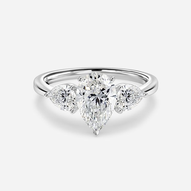 Vivian Solitaire Platinum Plain Band Bridal Set Engagement Ring