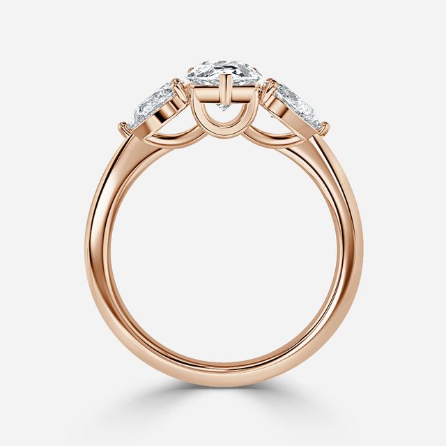 Vivian Solitaire Rose Gold Plain Band Bridal Set Engagement Ring