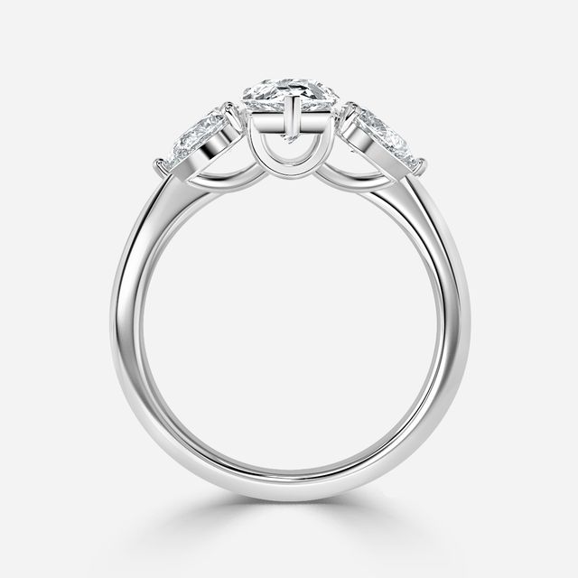 Vivian Solitaire Platinum Plain Band Bridal Set Engagement Ring
