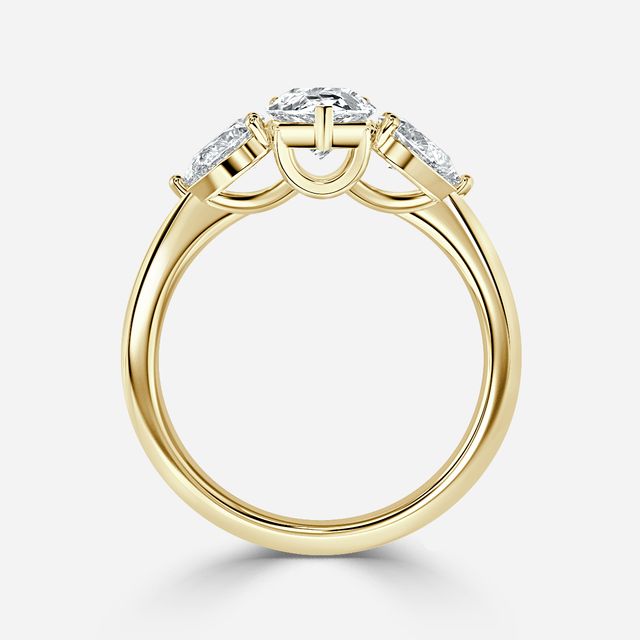 Vivian Solitaire Yellow Gold Pavé Band Bridal Set Engagement Ring