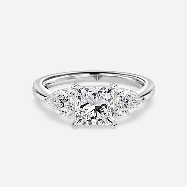 Vivian Solitaire White Gold Plain Band Bridal Set Engagement Ring