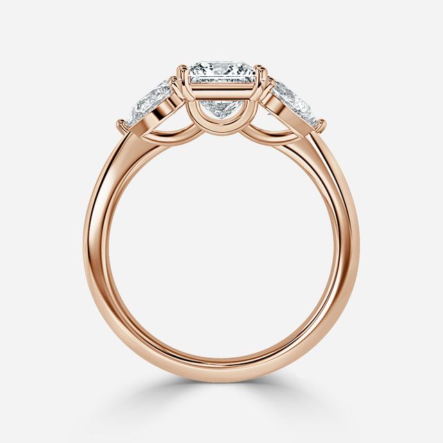 Vivian Solitaire Rose Gold Plain Band Bridal Set Engagement Ring