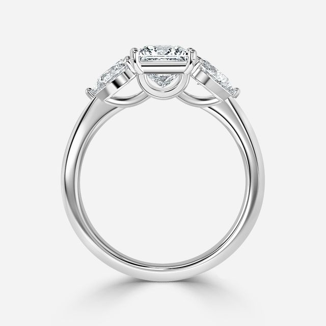 Vivian Solitaire White Gold Plain Band Bridal Set Engagement Ring
