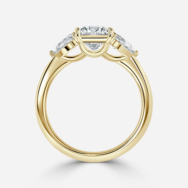 Vivian Solitaire Yellow Gold Plain Band Bridal Set Engagement Ring