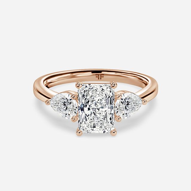 Vivian Solitaire Rose Gold Plain Band Bridal Set Engagement Ring