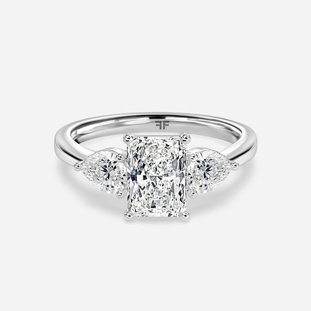 Vivian Solitaire Platinum Plain Band Bridal Set Engagement Ring
