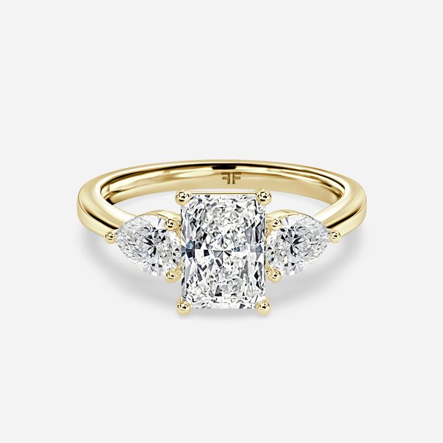 Vivian Solitaire Yellow Gold Plain Band Bridal Set Engagement Ring