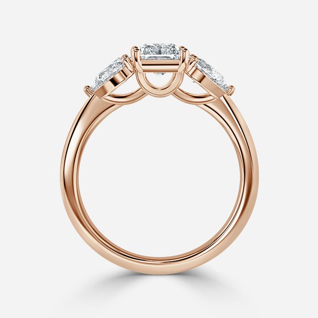 Vivian Solitaire Rose Gold Plain Band Bridal Set Engagement Ring