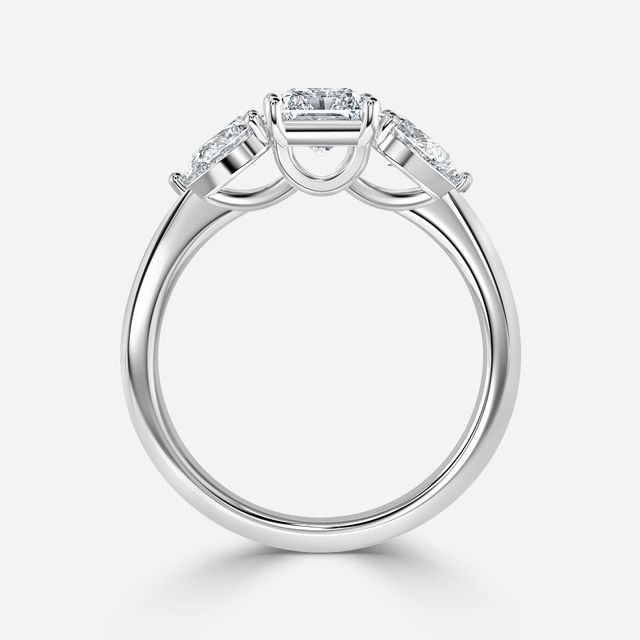 Vivian Solitaire Platinum Plain Band Bridal Set Engagement Ring